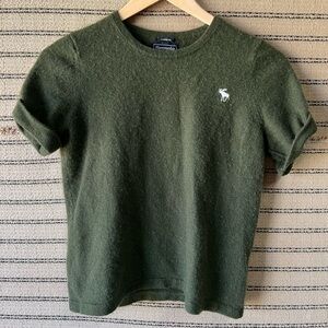 Abercrombie & Fitch Green 100% Cashmere Short Sleeve Sweater